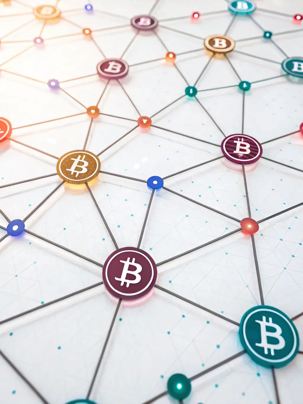 A modern, minimalist graphic depicting a blockchain network overlaid on a map of Latin America, symbolizing the integration of cryptocurrency in cross-border real estate.