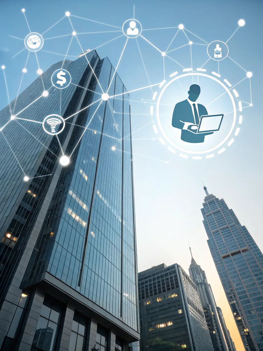 A visual representation of interconnected nodes symbolizing partnerships between Latam Power Brokers and various industry experts in construction, property management, and brokerage.